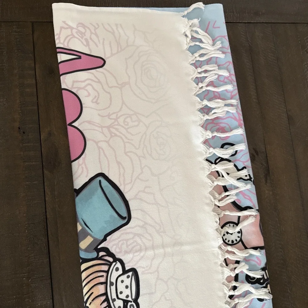Storiarts Alice in Wonderland Throw Blanket Pink White Rabbit 74x37 Thin